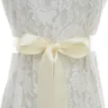 White lace wedding dress satin bow belt bridal waist sash variant elegant accessory for women. - With Ivory Ribbon