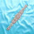 Exquisite bridal rhinestone belt applique, sparkling crystal wedding dress accessory detail. - Rose Gold