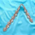 Rose gold rhinestone applique trim for bridal wedding dress belt and evening gown decoration. - Rose Gold