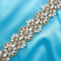 Exquisite crystal rhinestone applique bridal belt for wedding dress formal gown decoration. - Gold