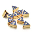 Cuentas triángulo aleación mal de ojo, esmalte azul chapado en oro accesorios de joyería DIY. - Estilo Triángulo (PJ068) / Azul marino