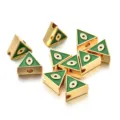 Abalorios esmalte triángulo mal de ojo dorado accesorios componentes para hacer joyas pulsera - Estilo Triángulo (PJ069) / Verde