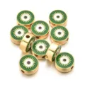 Cuentas de aleación de mal de ojo verde DIY pulsera hecha a mano collar accesorios. - Estilo Redondo (PJ035) / Verde
