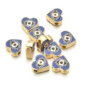 Cuentas de aleación de mal de ojo azul en forma de corazón para hacer joyería DIY artesanal. - Estilo Corazón (PJ037) / Azul