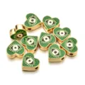 Cuentas de aleación con diseño de corazón y mal de ojo esmaltadas en verde y oro para DIY - Estilo Corazón (PJ037) / Verde