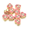 Abalorios de aleacion de mal de ojo de corazon rosa, accesorios de joyeria DIY para pulseras. - Estilo Corazón (PJ037) / Rosa fuerte