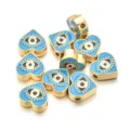 Abalorios corazón mal de ojo oro esmalte azul aleación DIY joyería haciendo accesorios - Estilo Corazón (PJ037) / Azul claro