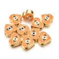 Cuentas de aleación con mal de ojo de corazón dorado para pulseras y collares DIY hechos a mano. - Estilo Corazón (PJ037) / Naranja