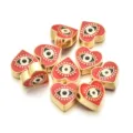 Abalorios de aleación de corazón de mal de ojo rojo para pulsera collar joyería DIY - Estilo Corazón (PJ037) / Rojo