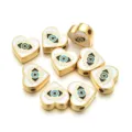 Abalorio de aleación con diseño de ojo malvado, cuenta esmaltada blanca dorada para joyería DIY - Estilo Corazón (PJ037) / Blanco