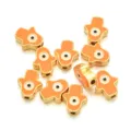 Cuentas de aleación de mal de ojo de mano Hamsa naranja pulsera collar accesorios - Estilo Mano de Hamsa (PJ038) / Naranja
