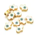 Abalorios de aleacion mano de Fatima mal de ojo dorados DIY accesorios dejoyas artesanales - Estilo Mano de Hamsa (PJ038) / Blanco