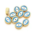 Abalorio de aleación de mal de ojo de doble cara para pulsera collar joyería DIY partes. - Estilo de Ojo Ovalado (PJ039) / 1 Pieza / Azul claro