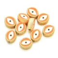 Abalorio de aleación de mal de ojo naranja, diseño dorado, accesorio de joyería DIY ideal. - Estilo de Ojo Ovalado (PJ039) / 1 Pieza / Naranja