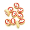 Abalorios de aleación de mal de ojo rojo y blanco de doble cara colgante para joyería DIY - Estilo de Ojo Ovalado (PJ039) / 1 Pieza / Rojo