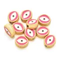Abalorios de metal de mal de ojo rosa dijes de esmalte de aleacion para hacer joyas artes - Estilo de Ojo Ovalado (PJ039) / 1 Pieza / Rosa rojo