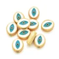 Abalorios de metal mal de ojo chapados en oro esmalte para pulsera collar DIY hacer joyas - Estilo de Ojo Ovalado (PJ039) / 1 Pieza / Blanco