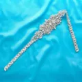 Elegant crystal rhinestone bridal belt wedding dress sash shiny diamonds accessory for women - Silver