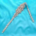 Elegant bridal rhinestone crystal sash belt for wedding dress rose gold accessory. - Rose Gold