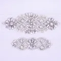 Elegant bridal rhinestone lace garter set luxury wedding leg bands for women accessories - S (16-17 inch) / White Silver Rhinestone