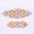 Gorgeous Bridal Lace Garter Set Gold Rhinestone Wedding Leg Band Variant SKU Items - S (16-17 inch) / White Gold Rhinestone
