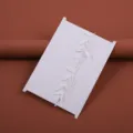 Dettaglio ricamo bordo pizzo foglia bianca, perfetto per la realizzazione di giarrettiere. - Bianco
