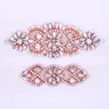 Bridal rhinestone garter set, rose gold wedding leg accessories with sparkling crystals and pearls. - S (16-17 inch) / White Rose Gold Rhinestone