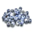 Blau-weiße gefleckte Großloch-Steinkperlen für DIY Armbänder und Halsketten Variante. - 10er Pack / Blau-Weißer Stil (PJ008)