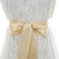 Elegant wedding dress satin ribbon waist belt sash, champagne bow bridal dress accessory. - With Champagne Ribbon