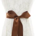 Elegant brown satin bow belt for wedding dress lace gown bridal waist accessory stylish - With Brown Ribbon