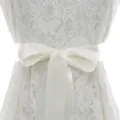 White lace bridal dress sash with satin bow ribbon for wedding gown accessory variant. - With Off-White Ribbon