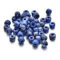 Blaue große Loch Stein Glasperlen DIY lose Perlen für handgemachte Armbänder Halsketten Schmuck - 10er Pack / Blau gefleckter Stil (PJ023)