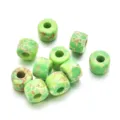 Grüne Stein Glas Großes Loch Perlen für DIY Armband Halskette Schmuck Zubehör set 10 Stk - 10er Pack / Grüner Stil mit braunen Flecken (PJ042)