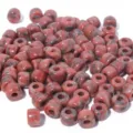 Stein Glas Grosslochperlen DIY Zubehoer fuer dicke Kordel Armbaernder und Ketten Grosspackung - 10er Pack / Rot-Schwarz Gefleckter Stil (PJ117)