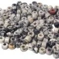 Grosse Loecher Steinperlen fuer DIY Armbänder Halsketten Schmuckherstellung Basteln Zubehör - 10er Pack / Schwarz-Weiß-Grauer Ader-Stil (PJ131)