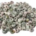 Grüne Stein Glas Großloch Perlen DIY Schmuck Herstellung Armband Halskette Zubehör - 10er Pack / Grün-Weiß Gefleckter Stil (PJ151)