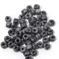 Großhandel Stein große Lochperlen für DIY handgemachte Armbänder Halsketten Zubehör. - 10er Pack / Schwarz-Weiß Punktierter Stil (PJ159)