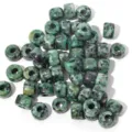 Grosse Loch Stein Glas Perlen Variante fuer DIY Armband Halskette Zubehoer 10 Stk - 10er Pack / Grüner Stil mit Schwarzen Flecken (PJ160)