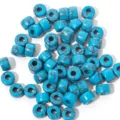 Blaue synthetische Türkis große Loch Perlen für DIY Armbänder Halsketten Schmuckherstellung Basteln - 10er Pack / Hellblauer Türkis-Texturstil (PJ166)