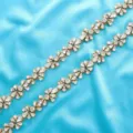 Exquisite rhinestone crystal trim applique detail for bridal dress belts and garments decor. - 45cm / Gold