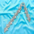 Exquisite rhinestone applique trim for wedding dress bridal sash DIY crafting and garments. - Silver