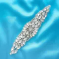 Rhinestone applique patch for wedding dress bridal belt detail shot, sparkling crystal rhinestones. - Silver