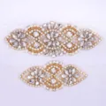 Bridal rhinestone lace garter set, elegant wedding leg garter accessories for women new - S (16-17 inch) / White Gold Rhinestone
