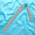 Exquisite crystal rhinestone bridal belt detail, sparkling diamond appliqué trim for wedding dress. - Silver