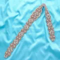 Bridal rhinestone belt crystal applique wedding dress waist accessory sparkly elegant decor design - Rose Gold