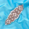 Exquisite rhinestone applique for bridal wedding dress belt, sparkling crystal sash patch. - Rose Gold