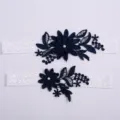 Navy blue floral lace bridal garter set, elegant white elastic wedding leg accessories. - Navy Blue