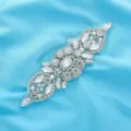 Exquisite rhinestone bridal dress applique sparkling crystal waist belt patch accessory - Silver
