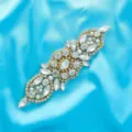 Exquisite rhinestone applique for bridal sash belt wedding dress DIY craft accessories detail - Gold