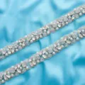 Bridal rhinestone belt wedding dress sash crystal bridal accessory sparkling wedding trim. - 45cm / Silver